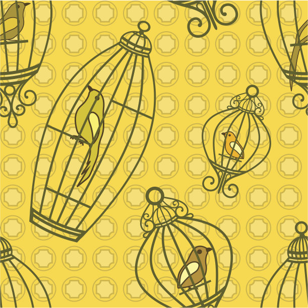 鸟笼图案中的鸟图片下载