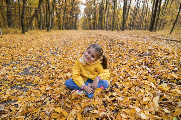 女孩与秋叶图片下载