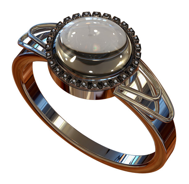 钻石和水晶戒指(孤立在白色上)图片下载