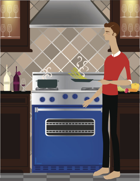 男人在厨房做饭图片下载