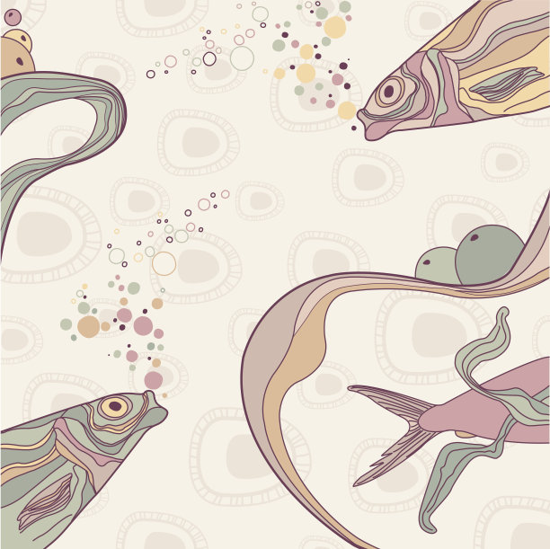 复古的鱼和妻子装饰条纹在复古的背景图片下载