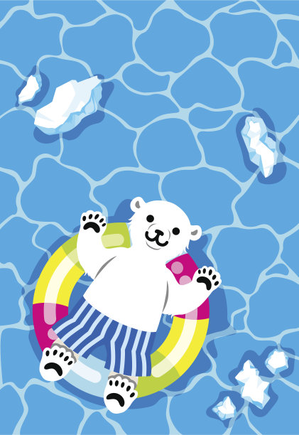 北极熊玩浮子素材图片