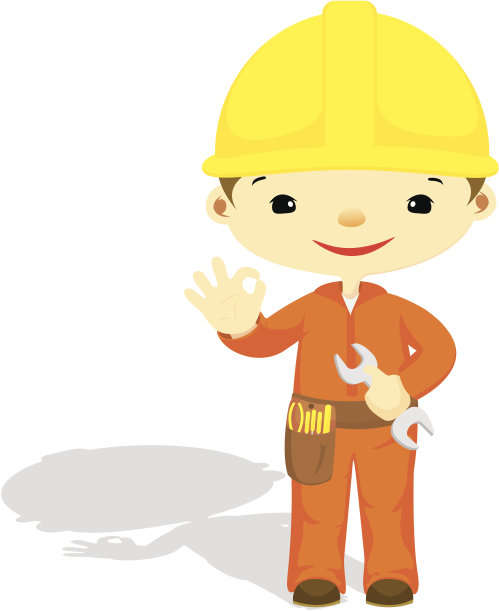 它已经被修复了-可爱的技术工人与ok手势图片下载