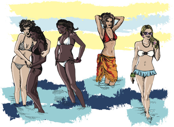 人们在海滩上的照片图片下载