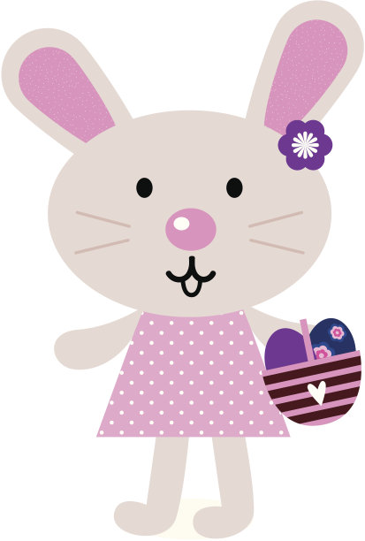 粉色复活节兔子与鸡蛋孤立在白色图片下载