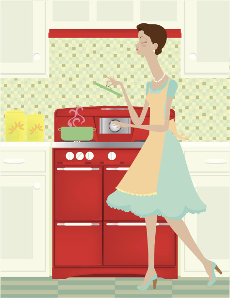 复古女人做饭图片下载