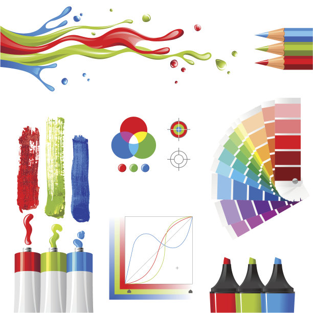 白色背景下彩色物体的特写镜头图片下载