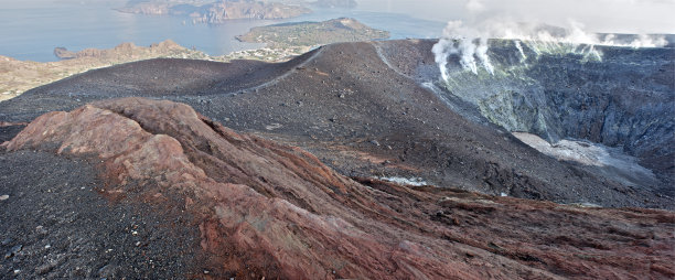 火山景观的高角度视图图片下载