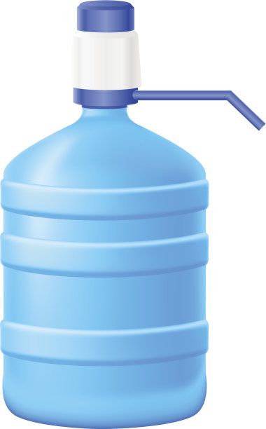 水在塑料瓶与手泵矢量插图图片下载