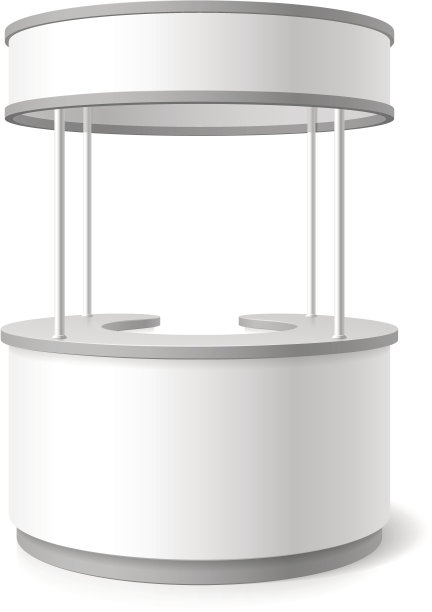 白色背景上的空白的白色贸易站的特写图片下载