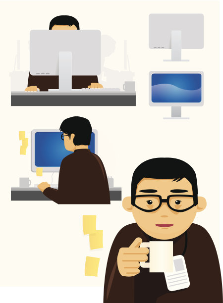 矢量字符。办公室工作集图片下载