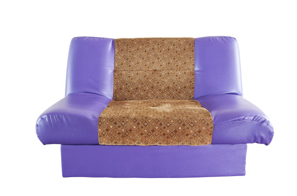 孤立的现代紫色皮革沙发图片下载