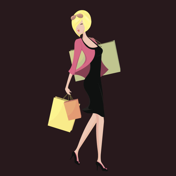 时尚的女人购物和拎包图片下载