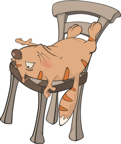 猫坐在椅子上。卡通图片下载