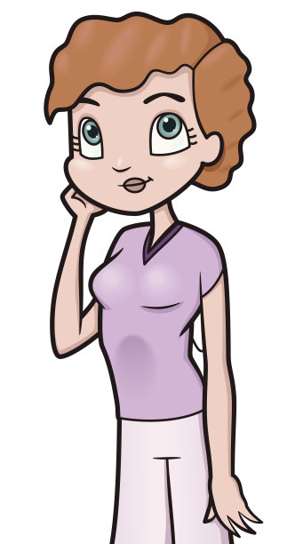女孩思考-矢量插图图片下载