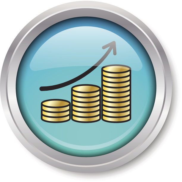 升起的金币图标光滑的金属按钮图片下载