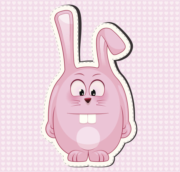 可爱的兔子在粉红色的背景与心脏形状图片下载
