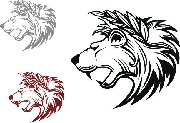 愤怒的纹章狮子戴着月桂花环图片下载