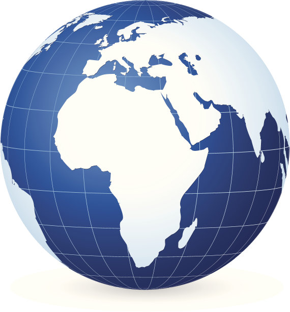 白色和蓝色的世界地球仪与白色的背景图片下载