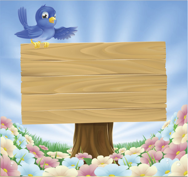 蓝鸟木制自然标志图片下载