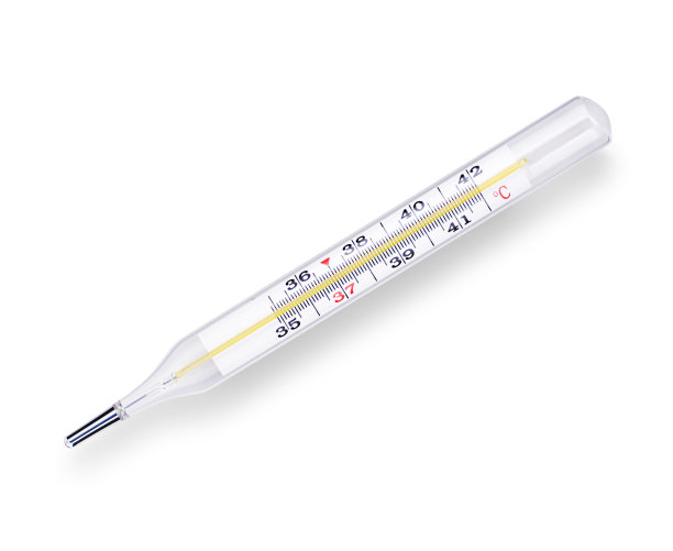 医用水银温度计隔离在白色图片下载