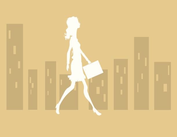 剪影女孩步行上班图片下载