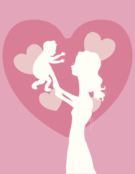 剪影妈妈和宝宝图片下载