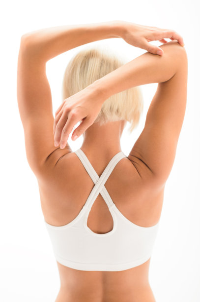 女人伸展手臂瑜伽锻炼运动背部图片下载