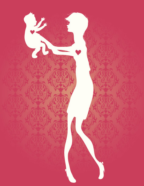 抱着孩子的剪影女人图片下载