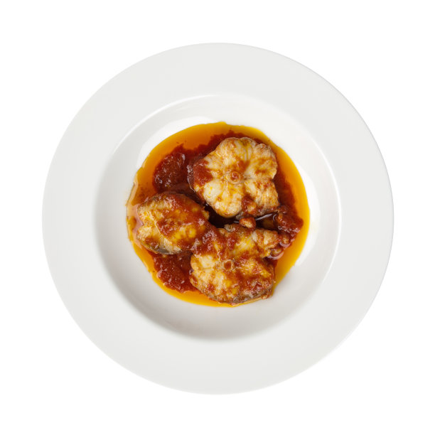 海鲜蕃茄橄榄油，意大利传统食谱孤立上白图片下载