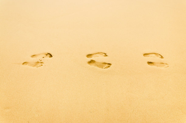 沙地上的人类脚印图片下载