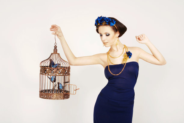 拿着蝴蝶笼子的女孩图片下载