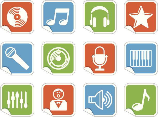 音频和音乐图标贴纸图片下载