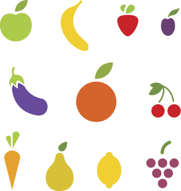 水果图标集合。图片下载