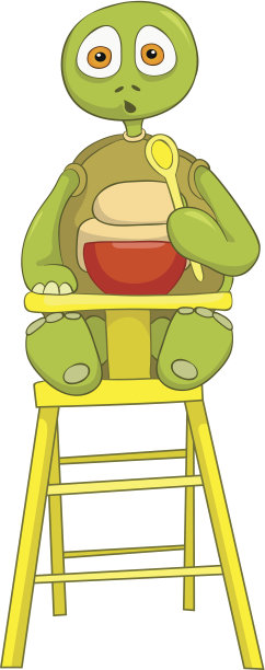 有趣的海龟。婴儿吃。图片下载