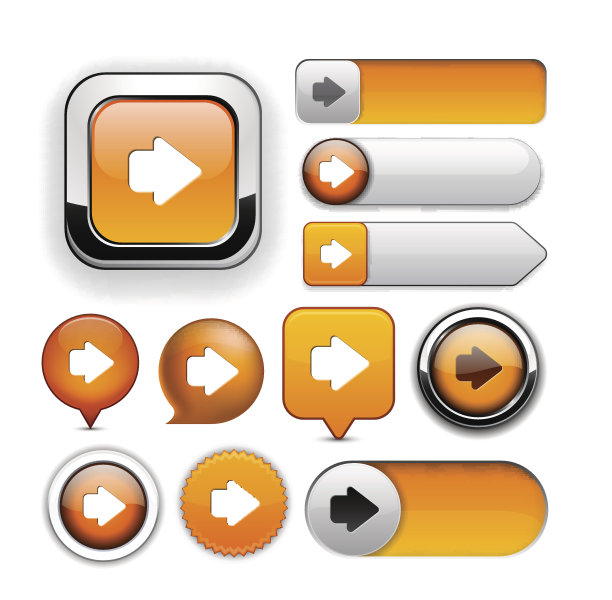 箭头高度详细的网页按钮收集。图片下载