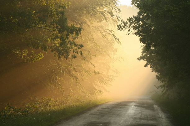 黄昏的乡间小路素材图片