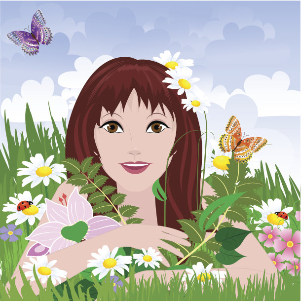 在大自然中放松的女人图片下载