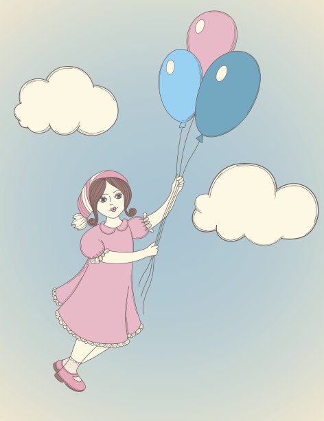 女孩有气球图片下载