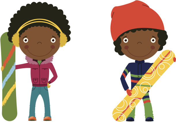 滑雪板的非裔美国人的孩子图片下载