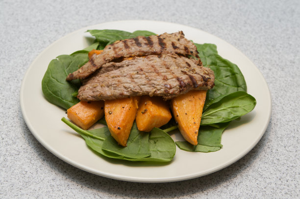 红薯菠菜牛排图片下载