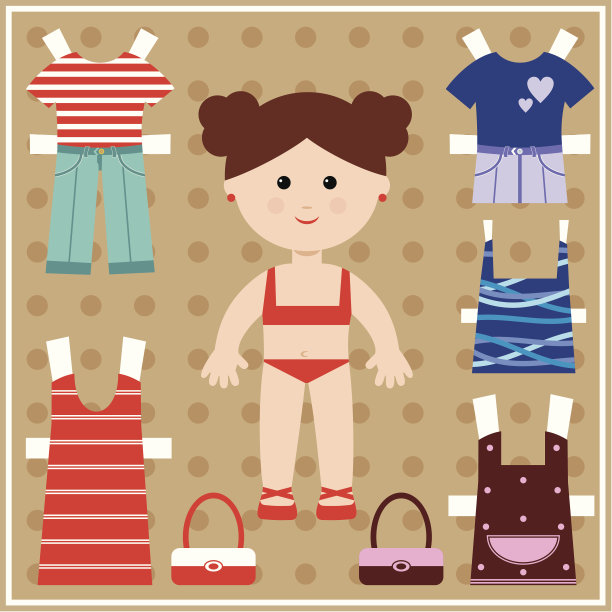 纸娃娃与衣服套装图片下载