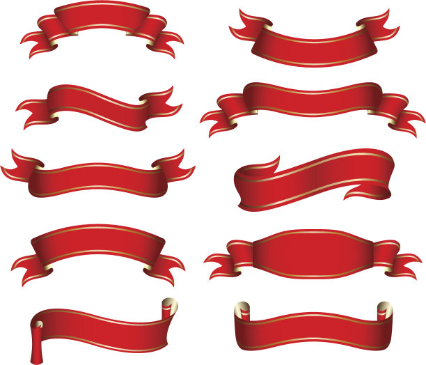 红色横幅集图片下载