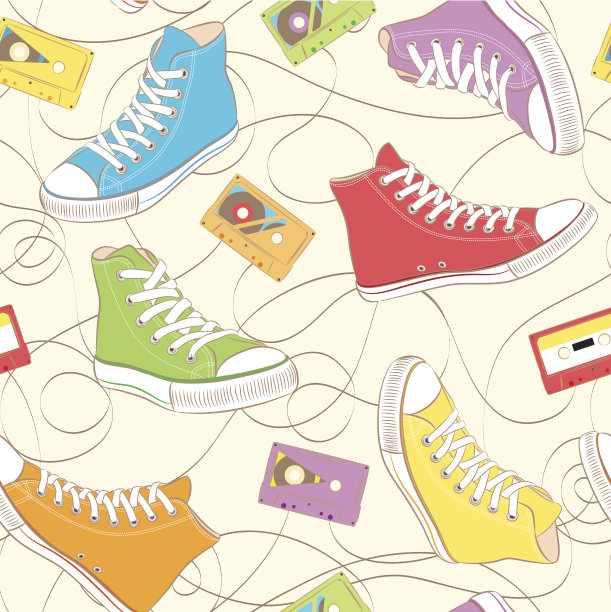 运动鞋无缝图案图片下载