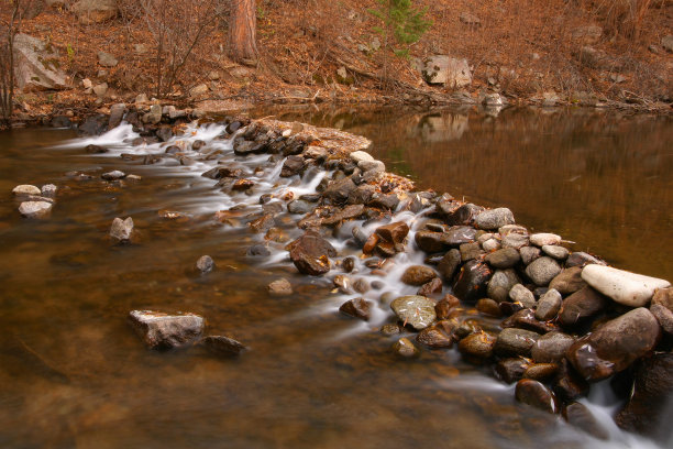 带有湍急水流的水坝溪图片下载