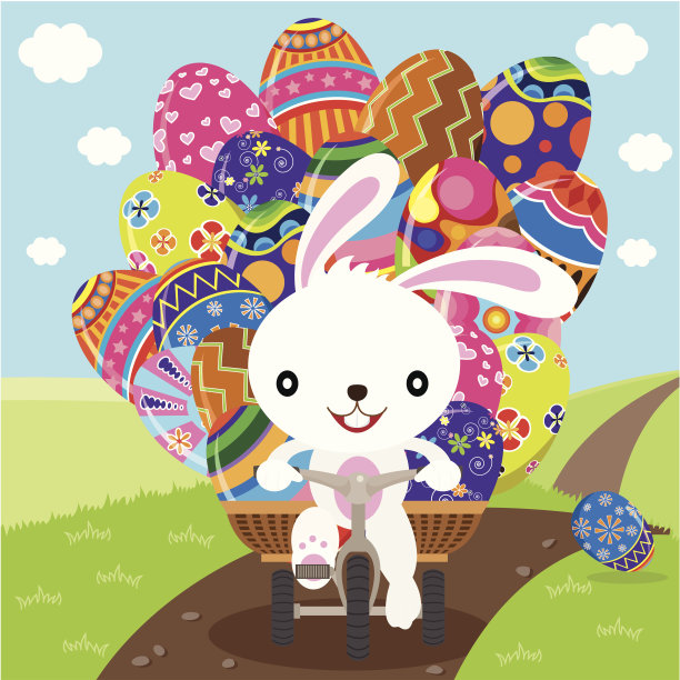 复活节兔子送彩蛋图片下载
