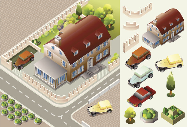 一套城市住宅等距图片下载