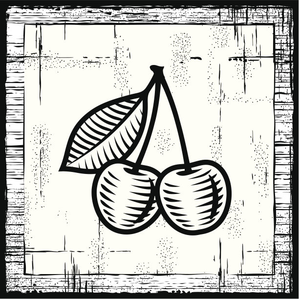 复古樱桃黑色和白色图片下载