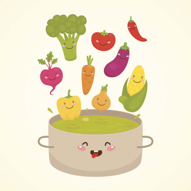 可爱的蔬菜汤素材图片