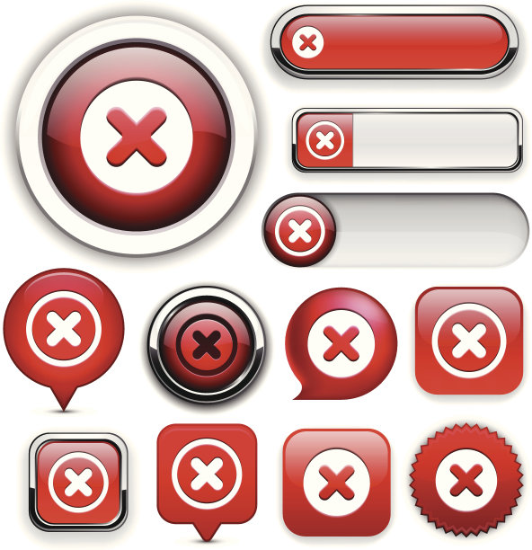 交叉高度详细的网页按钮收集。图片下载